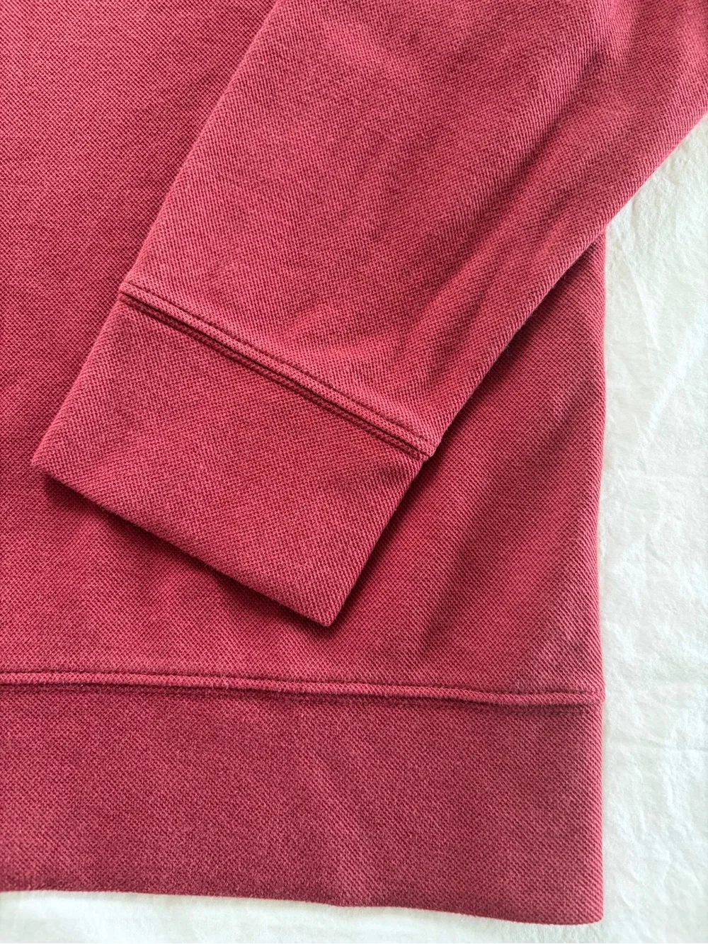 L.L. Bean Katahdin Logo Quarter Zip Pullover Large Reg Red Pique Traditional Fit